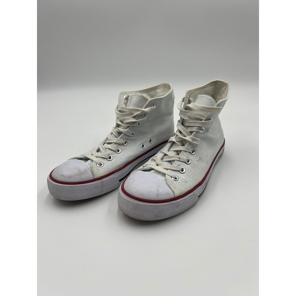 White Canvas High Top Sneakers Lace Up Gum Sole Y2K ZY-K21020 Womens Size 8